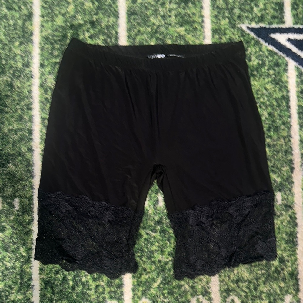 Fashion Nova Black Bike Shorts with Lace Detail